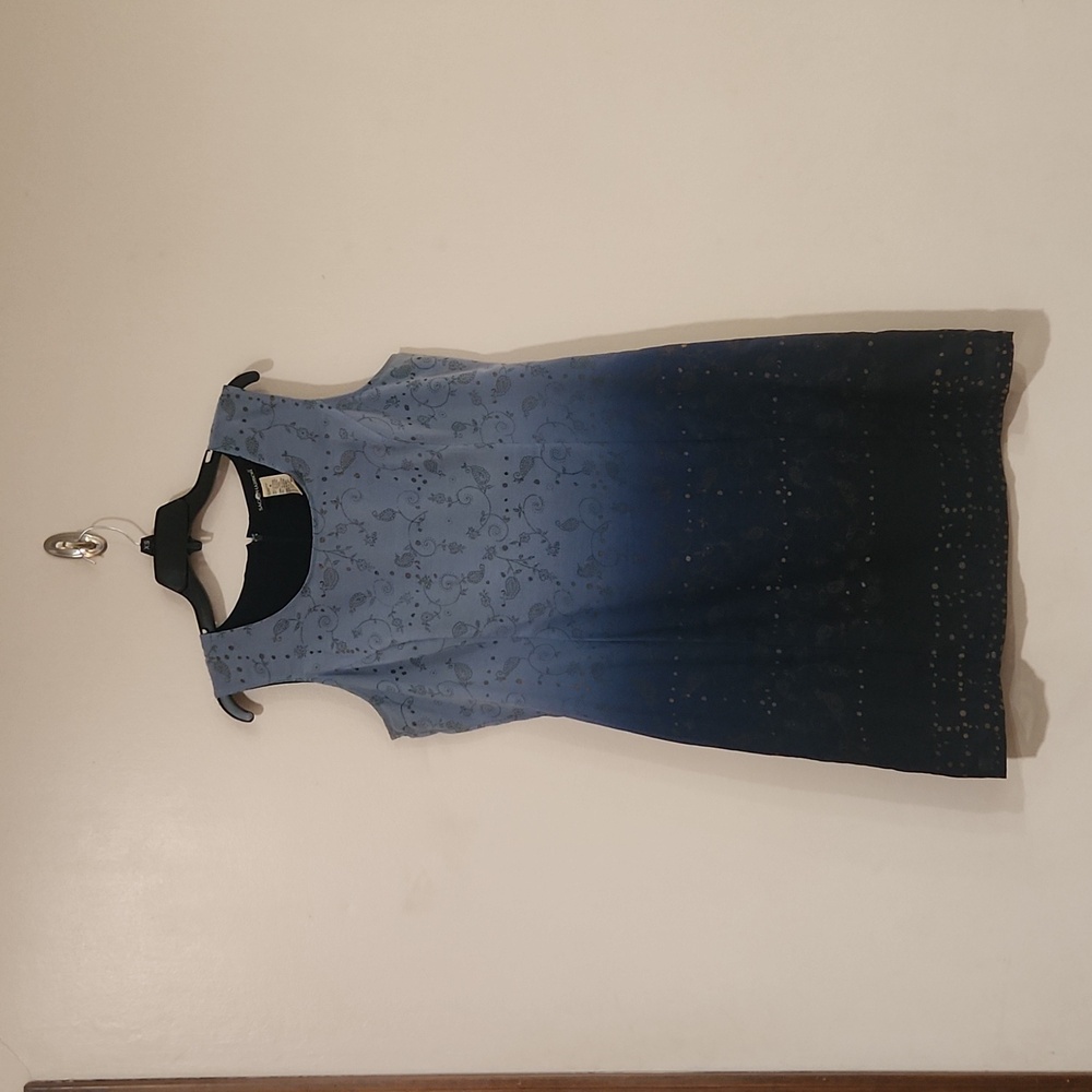 Women's blue ombre with gold print dress